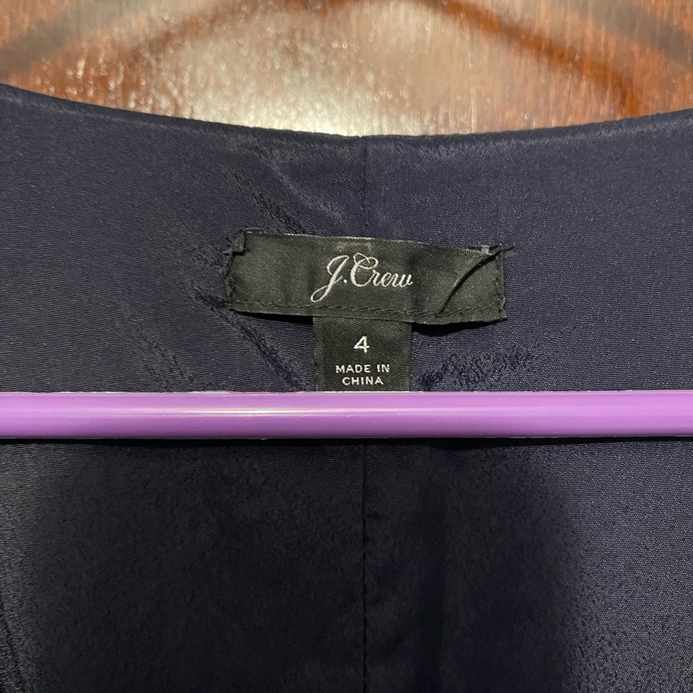 J. Crew Navy Satin Button-Down Front Midi Dress - Picture 3 of 4